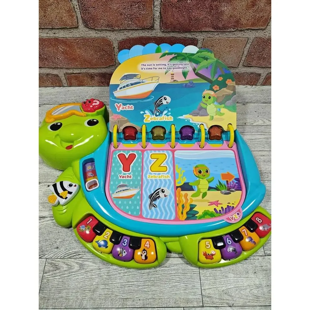 VTech Touch Teach Sea Turtle Interactive Learning Book Alphabet Numbers Lights